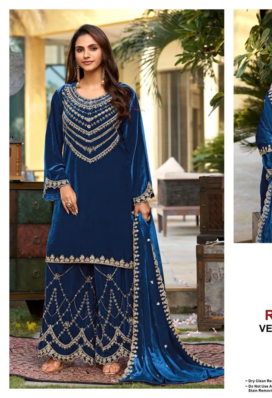 Deepsy D 3606 Readymade Ice Velvet Beats Work Salwar Kameez — Wholesale Salwar Suits, Deepsy Suit wholesale from Surat — Photo 2