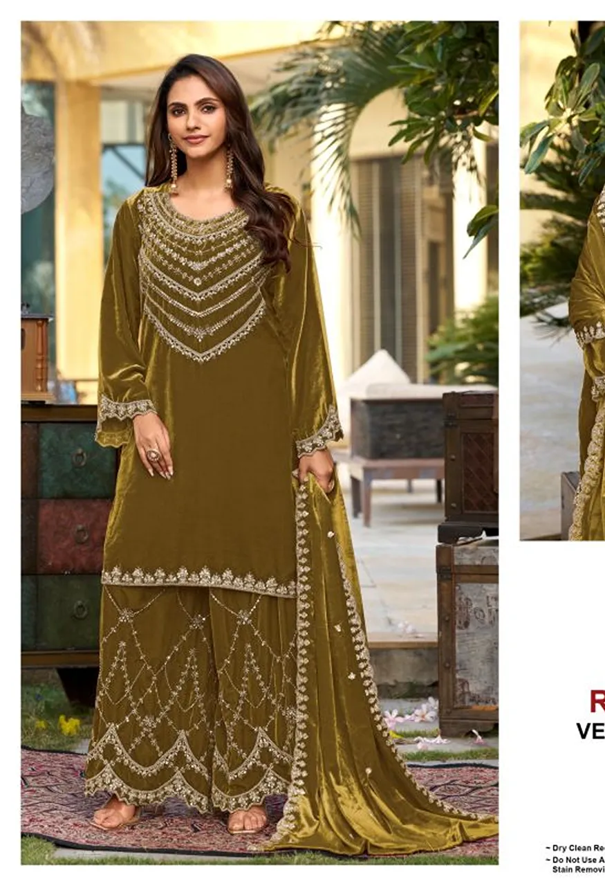 Deepsy D 3606 Readymade Ice Velvet Beats Work Salwar Kameez — Wholesale Salwar Suits, Deepsy Suit wholesale from Surat — Photo 4