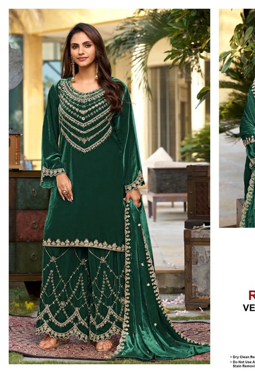 Deepsy D 3606 Readymade Ice Velvet Beats Work Salwar Kameez
