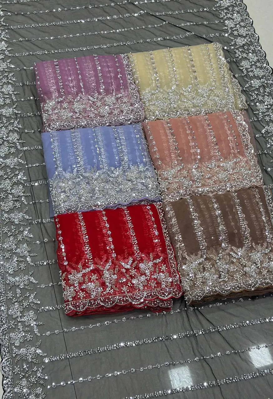 Dvd On5191 Designer Bidds Handwork Embroidered Net Saree — Wholesale Sarees, Vardan Ethnic wholesale from Surat — Photo 11
