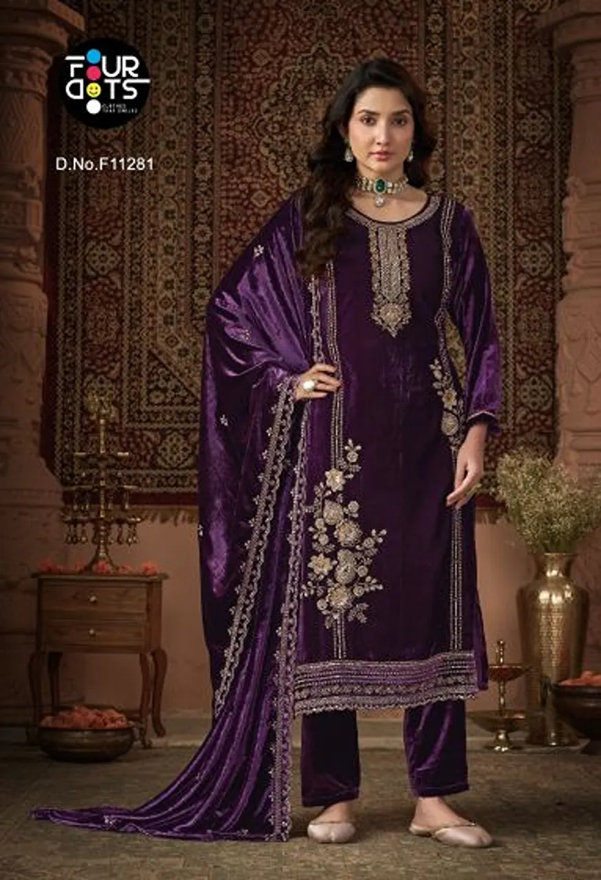 Four Dots Albeli Pure Makhmal Velvet Beads Work Dress Material Collection Wholesale — Wholesale Salwar Suits, Kessi wholesale from Surat — Photo 5