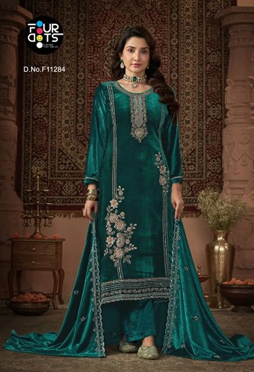 Four Dots Albeli Pure Makhmal Velvet Beads Work Dress Material Collection Wholesale — Wholesale Salwar Suits, Kessi wholesale from Surat — Photo 4