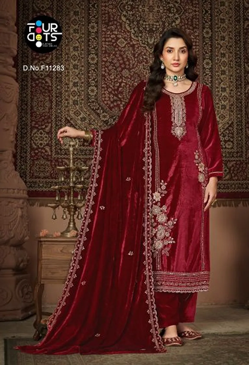 Four Dots Albeli Pure Makhmal Velvet Beads Work Dress Material Collection Wholesale — Wholesale Salwar Suits, Kessi wholesale from Surat — Photo 3