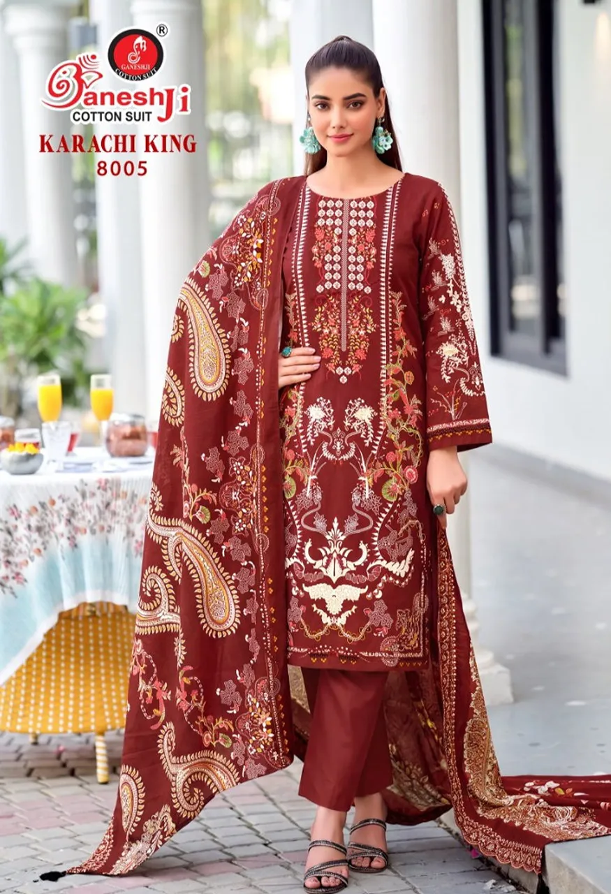 Ganeshji Karachi King Vol 1 Soft Cotton Pakistani Printed Dress Material — Wholesale Salwar Suits, Ganeshji Designer Suit wholesale from Surat — Photo 7
