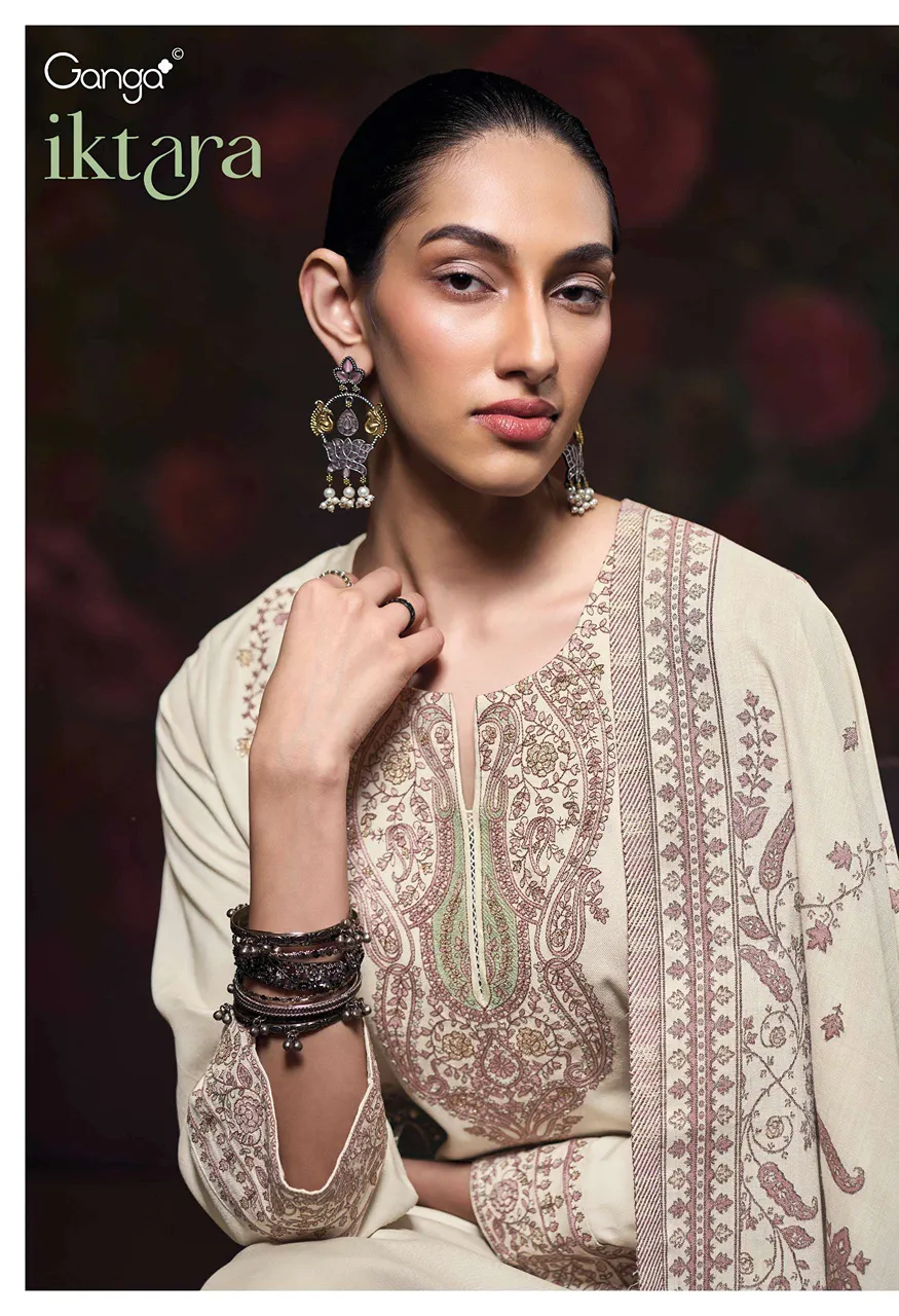 Ganga Iktara Pashmina Embroidery Designer Work Traditional Wear Suit — Wholesale Dress Material, Vardan Ethnic wholesale from Surat — view 8