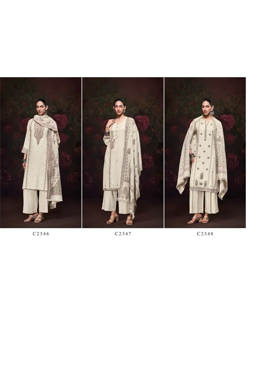 Ganga Iktara Pashmina Embroidery Designer Work Traditional Wear Suit — Wholesale Dress Material, Vardan Ethnic wholesale from Surat — view 10