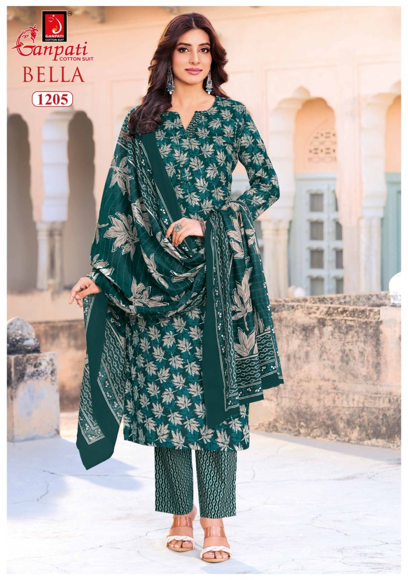 Ganpati Bella Pant Vol 12 Cotton Printed Dress Material Wholesale Cotton Suit Set — Wholesale Salwar Suits, Ganpati Cotton Suit wholesale from Surat — Photo 2