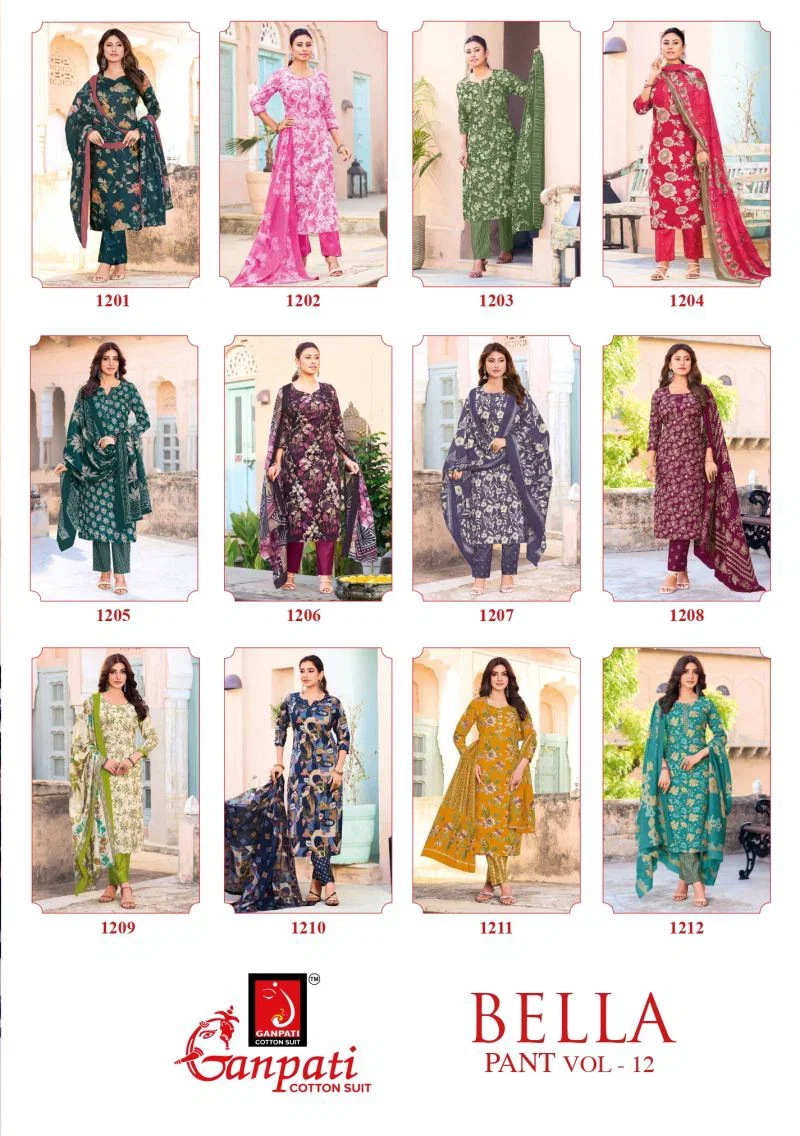 Ganpati Bella Pant Vol 12 Cotton Printed Dress Material Wholesale Cotton Suit Set — Wholesale Salwar Suits, Ganpati Cotton Suit wholesale from Surat — Photo 13