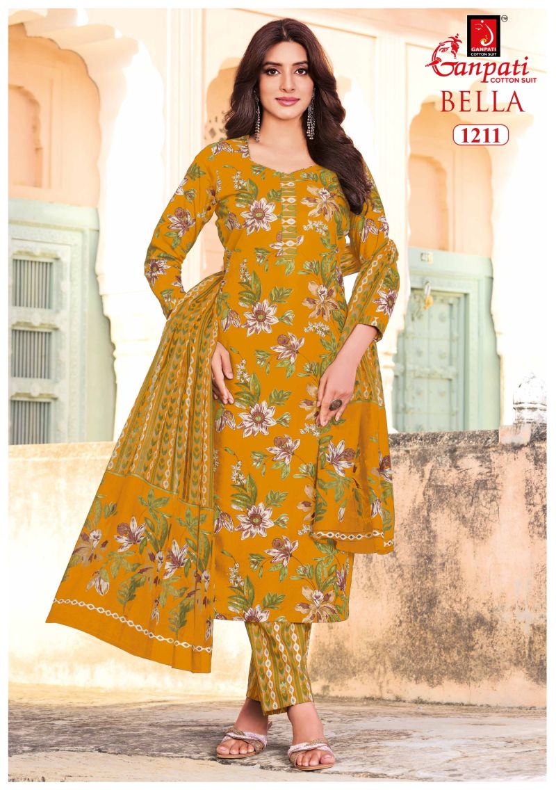 Ganpati Bella Pant Vol 12 Cotton Printed Dress Material Wholesale Cotton Suit Set — Wholesale Salwar Suits, Ganpati Cotton Suit wholesale from Surat — Photo 4