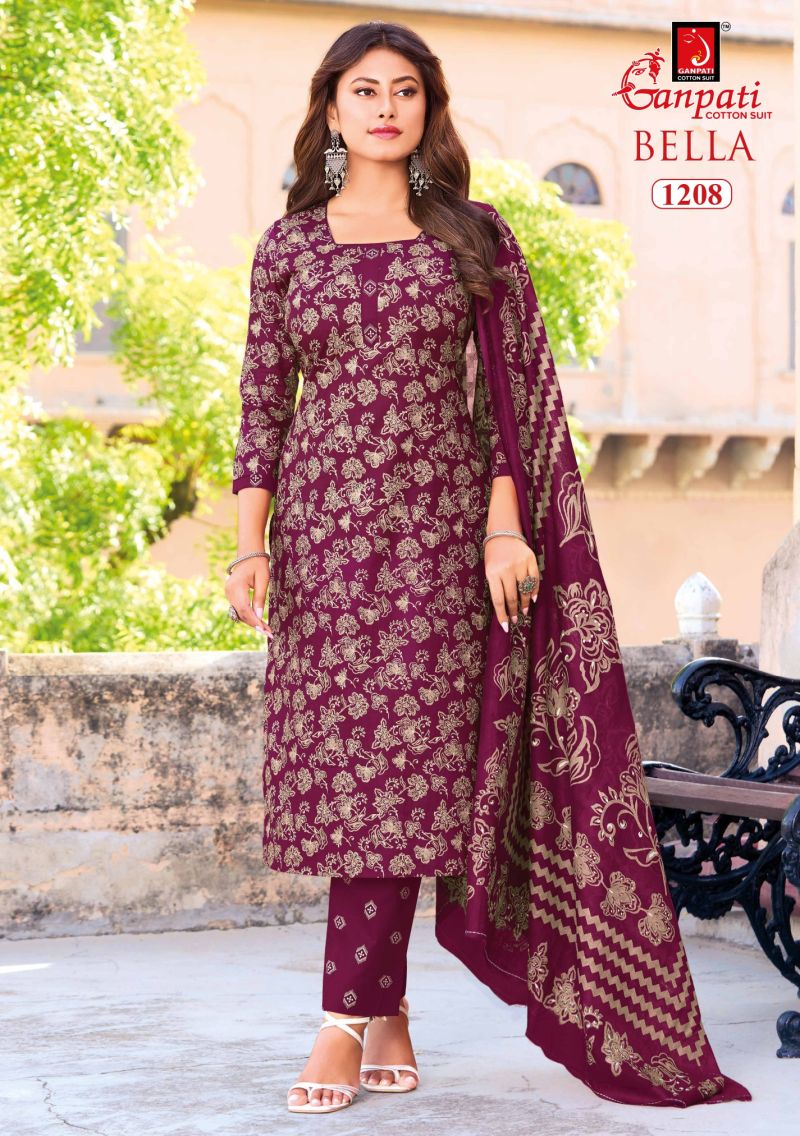 Ganpati Bella Pant Vol 12 Cotton Printed Dress Material Wholesale Cotton Suit Set