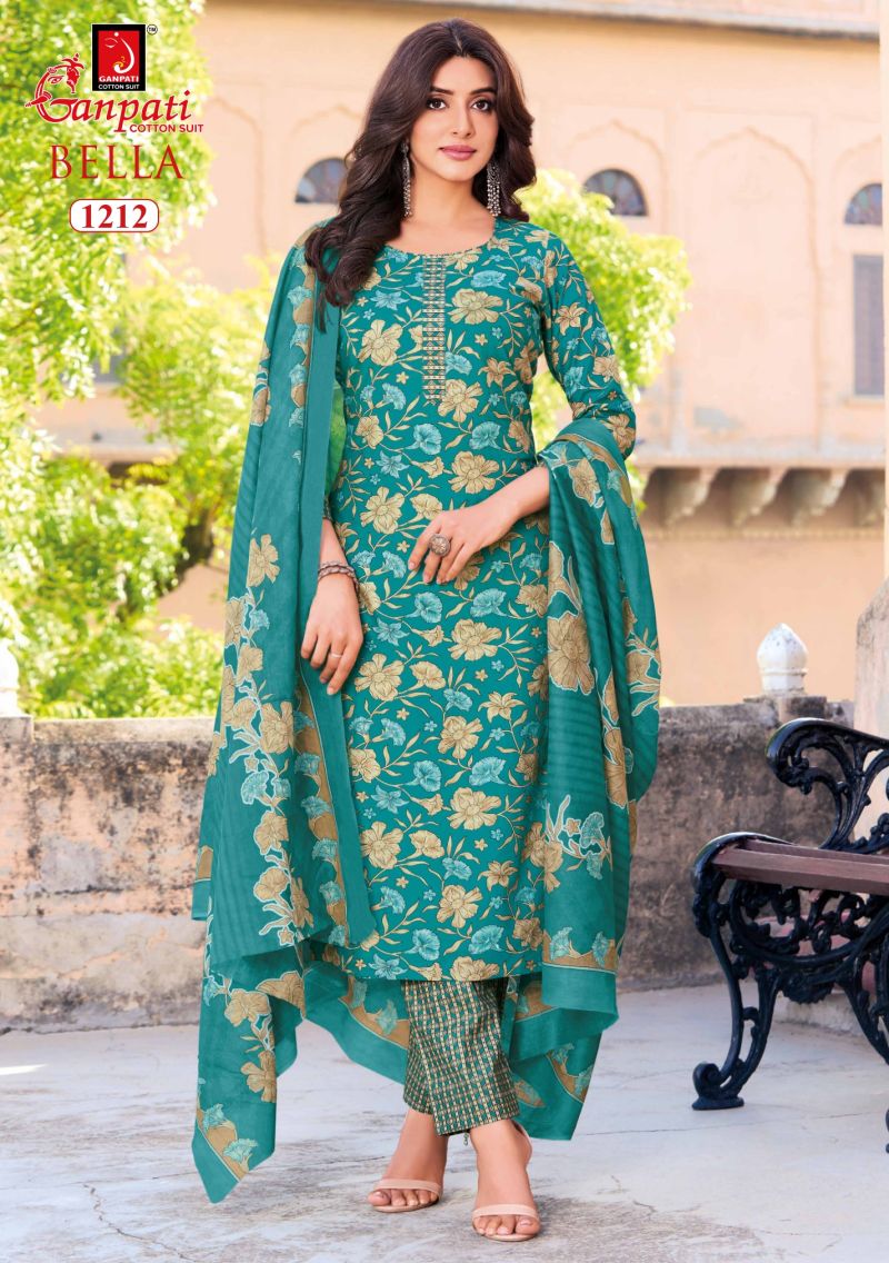Ganpati Bella Pant Vol 12 Cotton Printed Dress Material Wholesale Cotton Suit Set — Wholesale Salwar Suits, Ganpati Cotton Suit wholesale from Surat — Photo 7