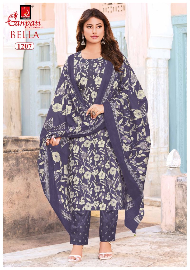 Ganpati Bella Pant Vol 12 Cotton Printed Dress Material Wholesale Cotton Suit Set — Wholesale Salwar Suits, Ganpati Cotton Suit wholesale from Surat — Photo 6