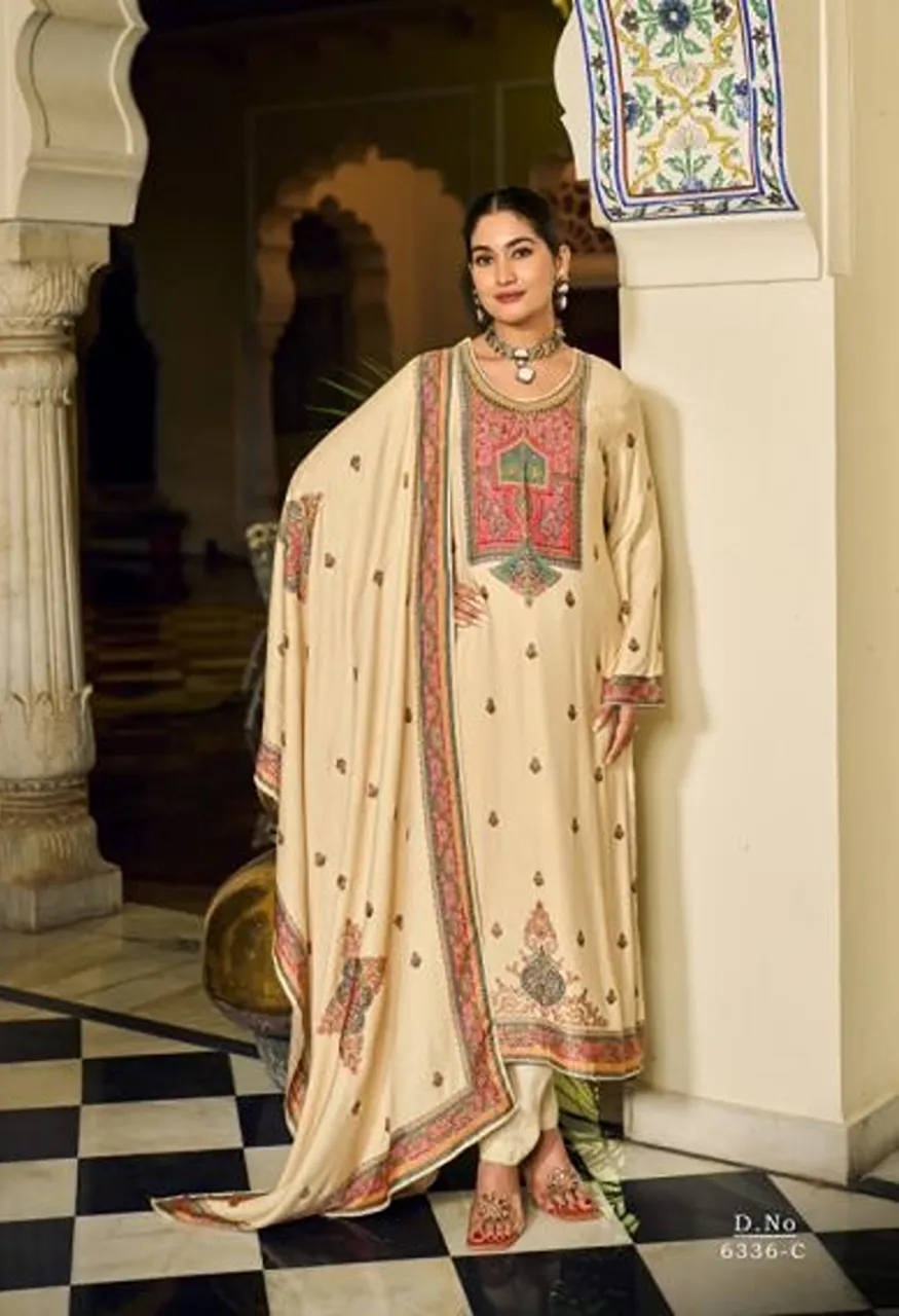 Glossy Simar Golden Grace Pure Viscose Pashmina Printed Salwar Kameez Collection Wholesale — Wholesale Salwar Suits, Glossy wholesale from Surat — Photo 3