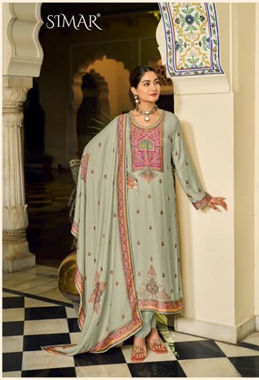 Glossy Simar Golden Grace Pure Viscose Pashmina Printed Salwar Kameez Collection Wholesale — Wholesale Salwar Suits, Glossy wholesale from Surat — Photo 2