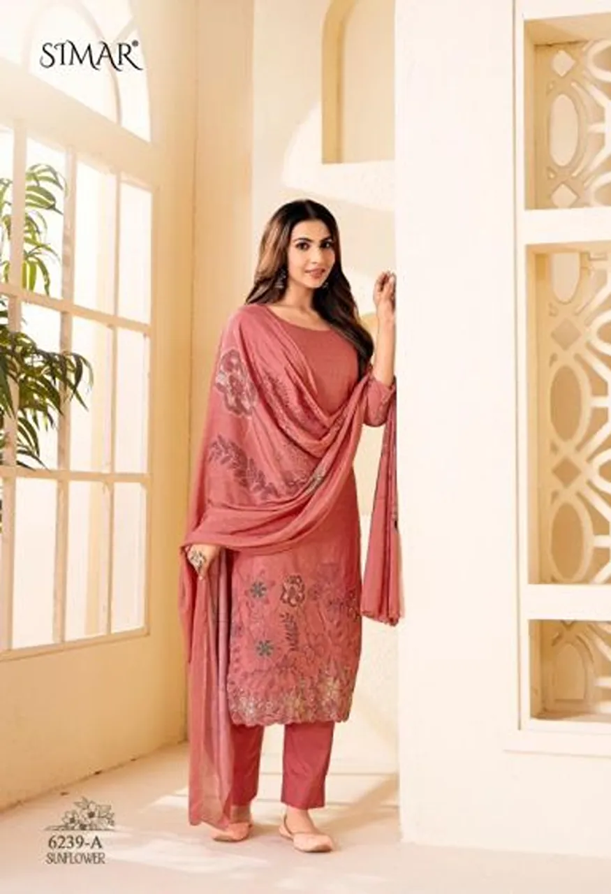 Glossy Simar Sunflower Pashmina Digital Printed Salwar Kameez Collection — Wholesale Salwar Suits, Glossy wholesale from Surat — Photo 3