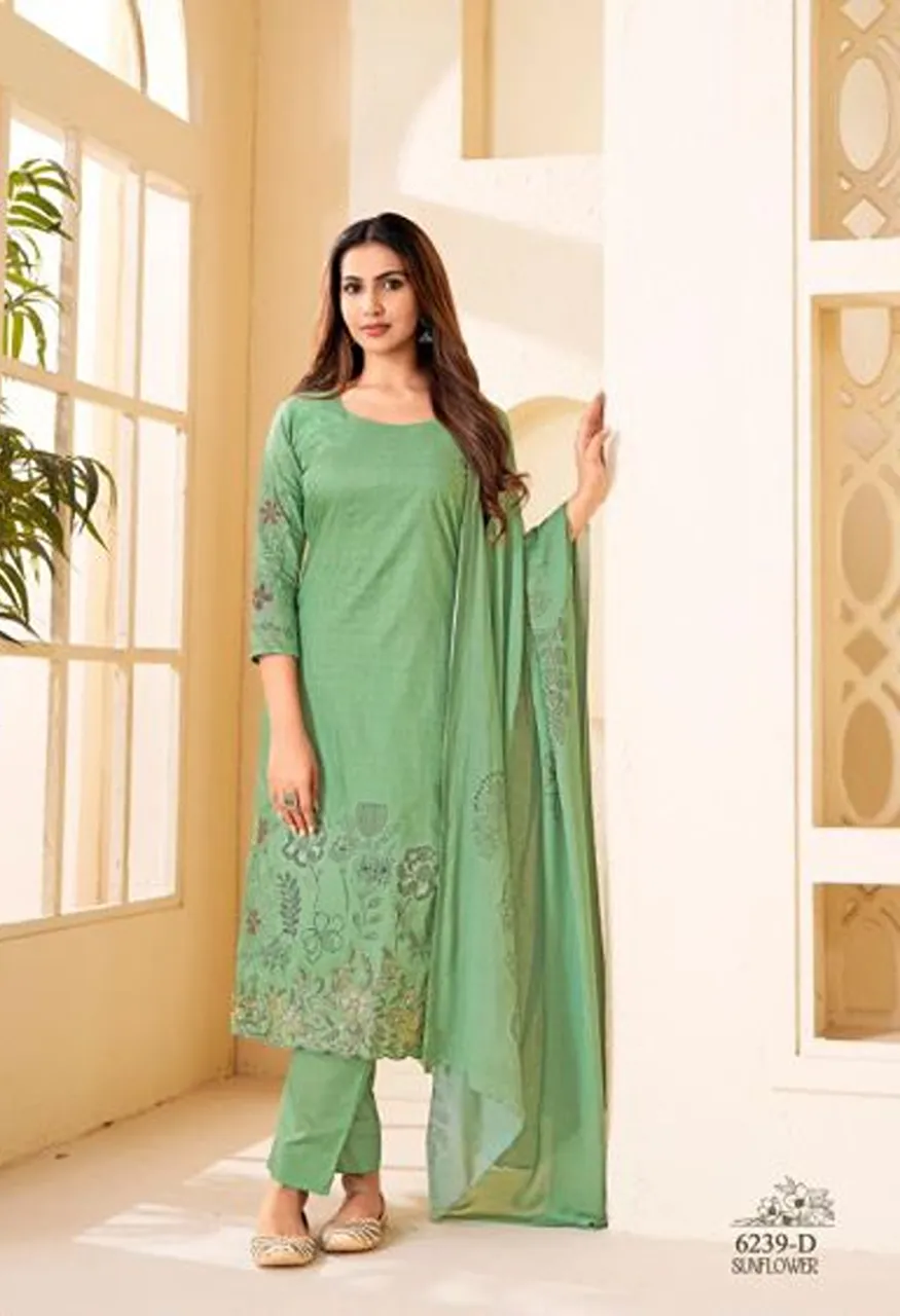 Glossy Simar Sunflower Pashmina Digital Printed Salwar Kameez Collection — Wholesale Salwar Suits, Glossy wholesale from Surat — Photo 2