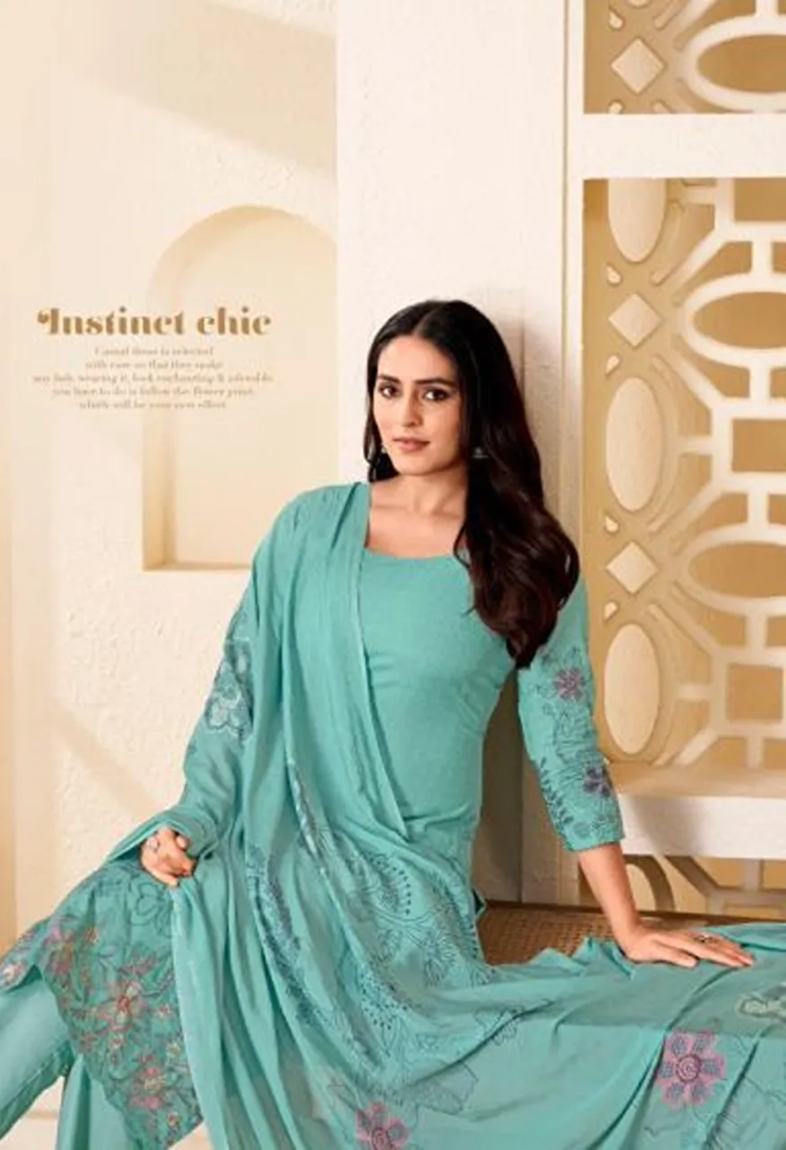 Glossy Simar Sunflower Pashmina Digital Printed Salwar Kameez Collection