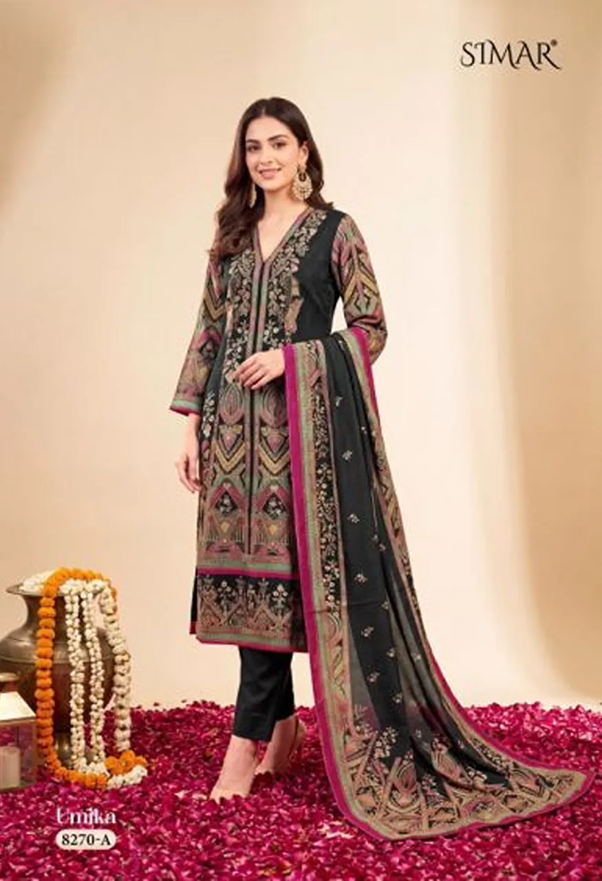 Glossy Simar Umika Viscose Twill Organza Digital Print Handwork Salwar Kameez Wholesale — Wholesale Salwar Suits, Glossy wholesale from Surat — view 4