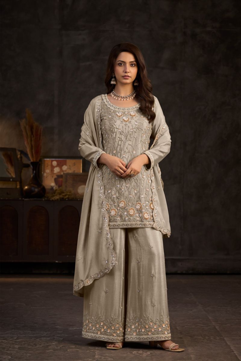 Gulkayra Aayka Chinon Beats Work Designer Salwar Kameez Catalog