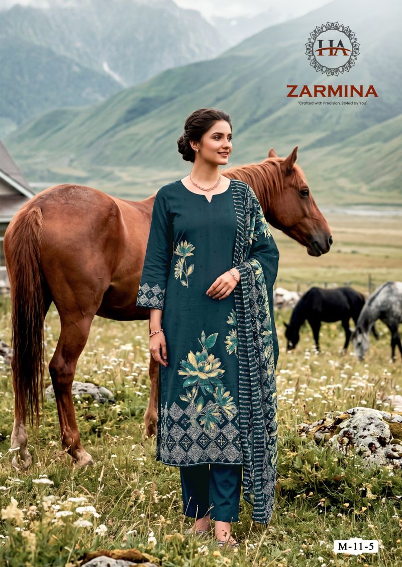 Harshit Zarmina Pure Zam Printed Dress Material with Khatli Work Wholesale — Wholesale Salwar Suits, Harshit wholesale from Surat — Photo 4