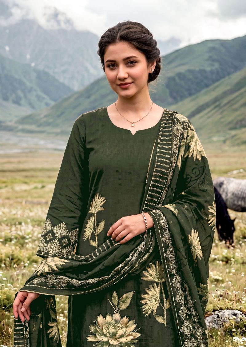 Harshit Zarmina Pure Zam Printed Dress Material with Khatli Work Wholesale