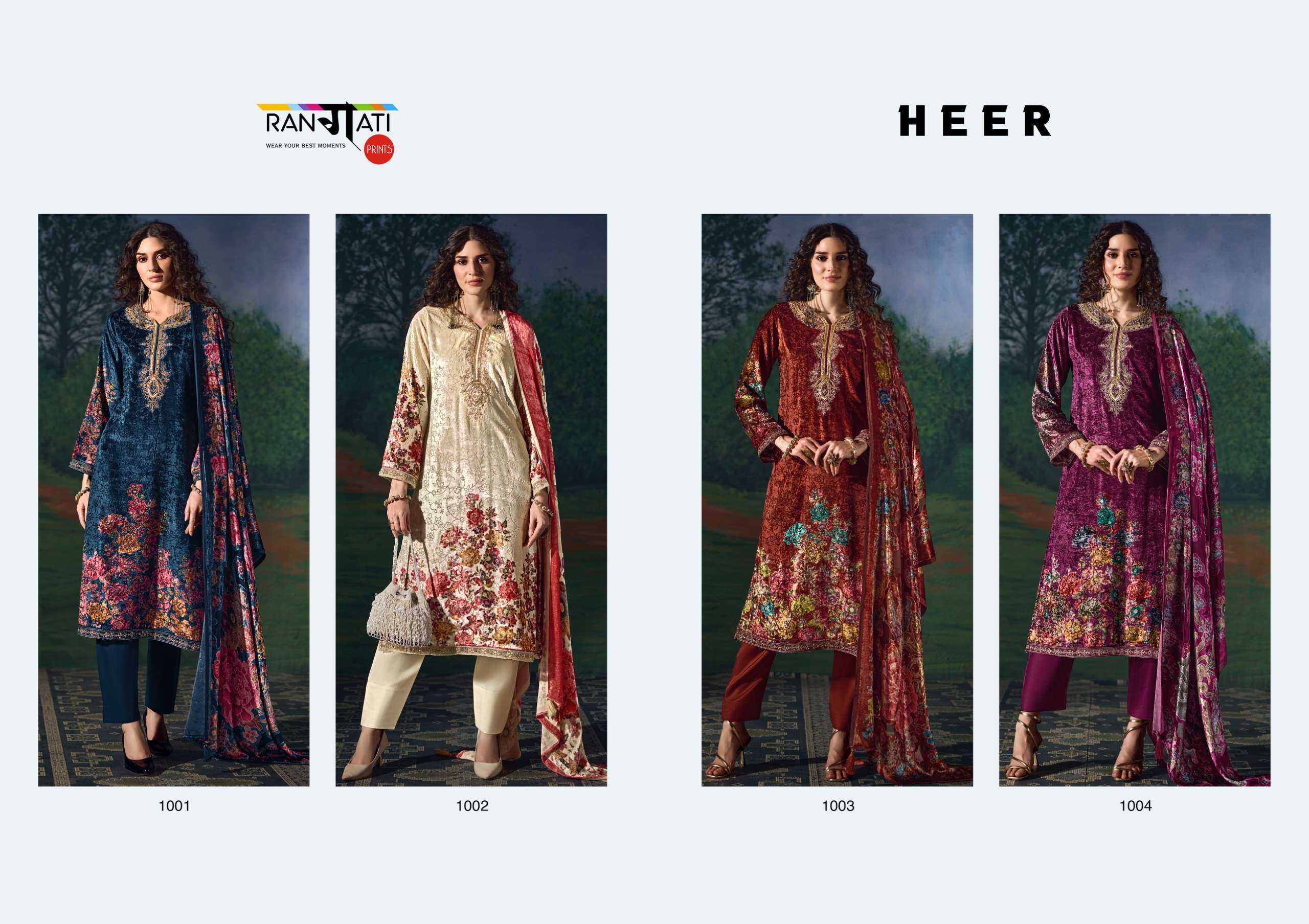 Heer Palachi Velvet Suit with Hand and Beads Embroidery — Wholesale Salwar Suits, Vardan Ethnic wholesale from Surat — Photo 6