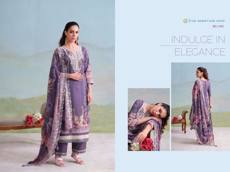 Hermitage Binsaeed Giza Lawn Cotton Embroidered Dress Material — Wholesale Pakistani Suits, Vardan Ethnic wholesale from Surat — Photo 4