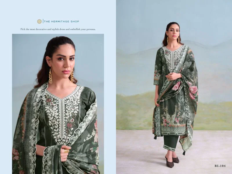 Hermitage Binsaeed Giza Lawn Cotton Embroidered Dress Material — Wholesale Pakistani Suits, Vardan Ethnic wholesale from Surat — Photo 5