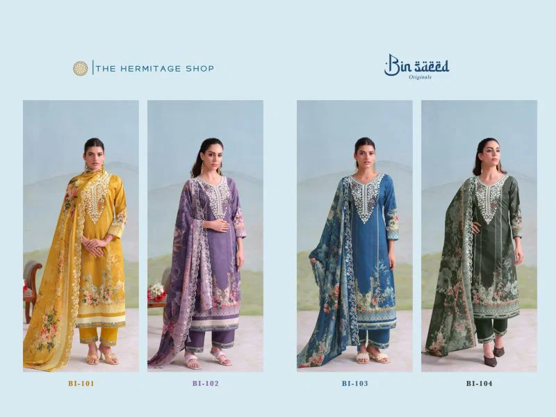 Hermitage Binsaeed Giza Lawn Cotton Embroidered Dress Material — Wholesale Pakistani Suits, Vardan Ethnic wholesale from Surat — Photo 6
