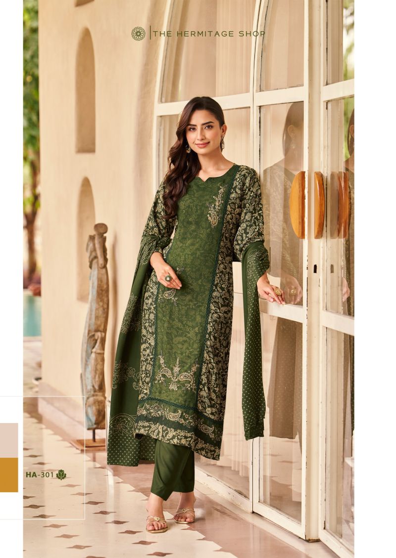 Hermitage Hassal Viscose Cotton Discharge Printed Dress Material Collection — Wholesale Salwar Suits, Vardan Ethnic wholesale from Surat — view 5