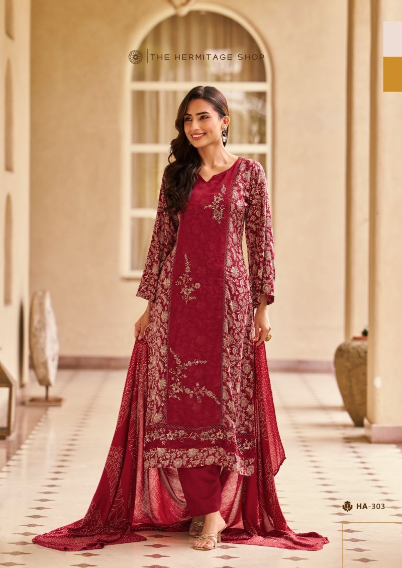 Hermitage Hassal Viscose Cotton Discharge Printed Dress Material Collection — Wholesale Salwar Suits, Vardan Ethnic wholesale from Surat — view 3