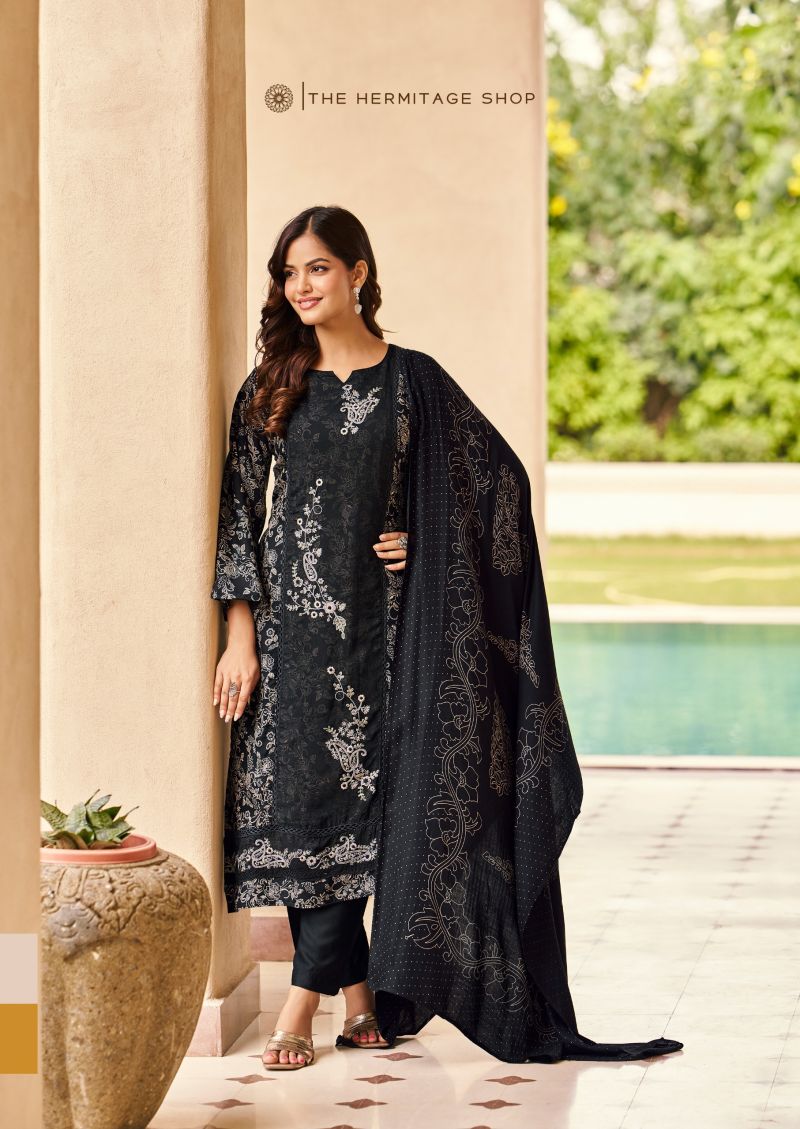 Hermitage Hassal Viscose Cotton Discharge Printed Dress Material Collection — Wholesale Salwar Suits, Vardan Ethnic wholesale from Surat — view 2