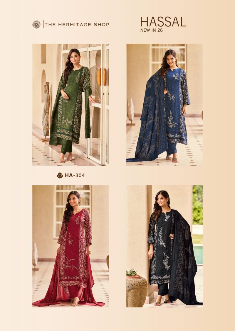 Hermitage Hassal Viscose Cotton Discharge Printed Dress Material Collection — Wholesale Salwar Suits, Vardan Ethnic wholesale from Surat — view 6