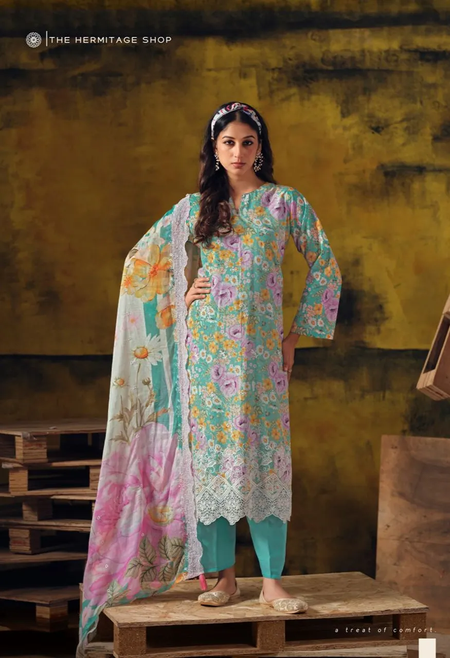 Hermitage Iznik Vol 3 Lawn Cotton Schiffli Embroidered Dress Material Wholesale Collection — Wholesale Salwar Suits, Hermitage wholesale from Surat — Photo 5