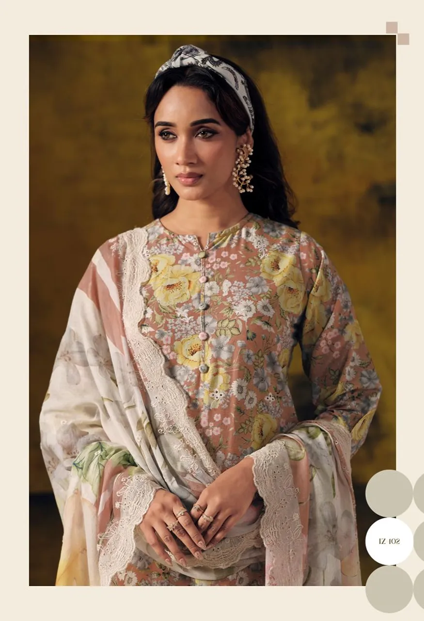 Hermitage Iznik Vol 3 Lawn Cotton Schiffli Embroidered Dress Material Wholesale Collection