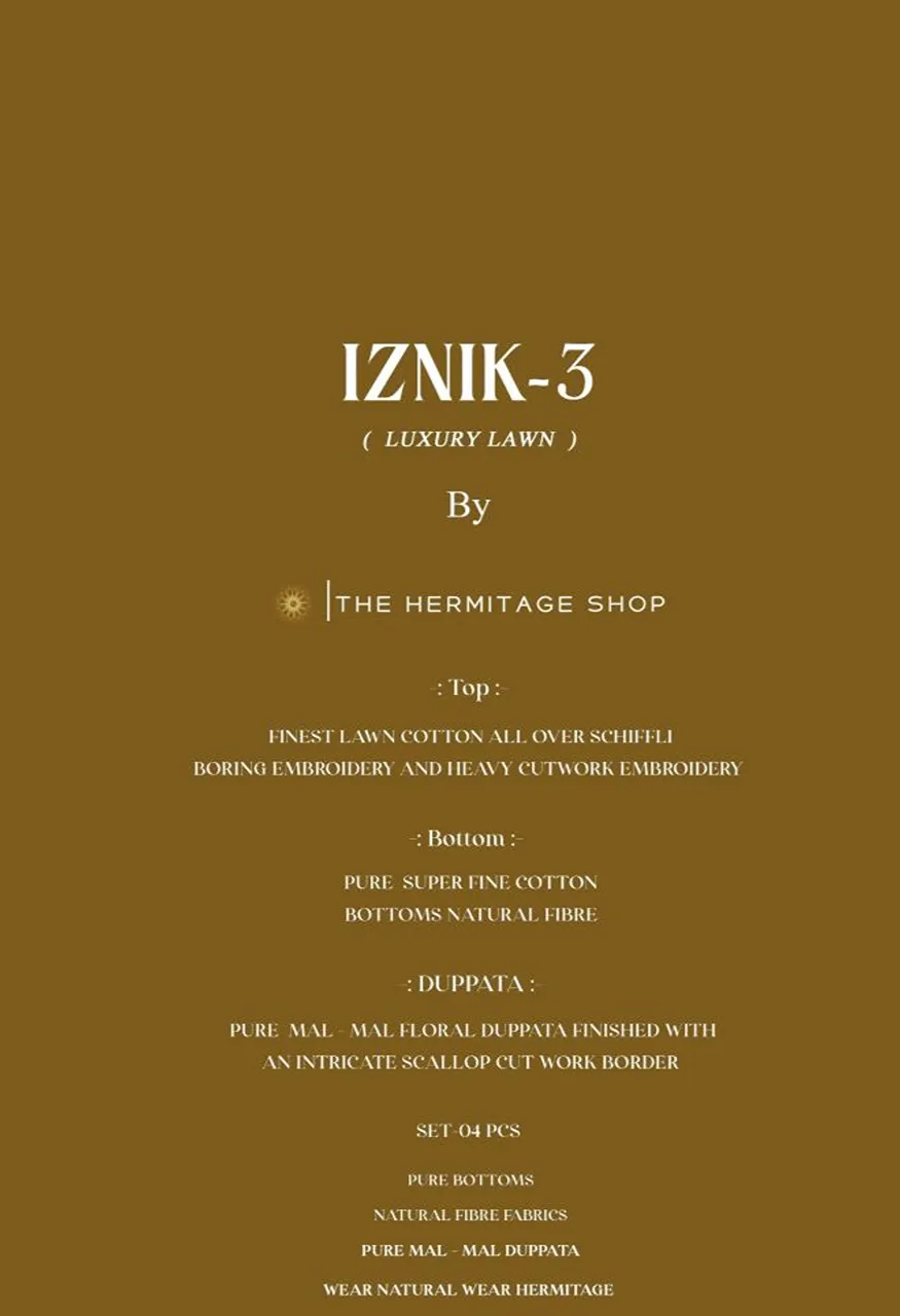 Hermitage Iznik Vol 3 Lawn Cotton Schiffli Embroidered Dress Material Wholesale Collection — Wholesale Salwar Suits, Hermitage wholesale from Surat — Photo 7