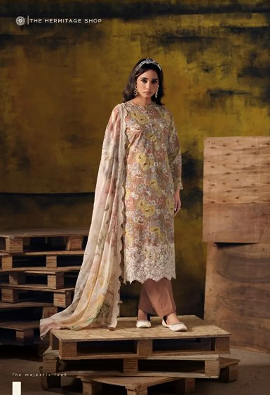 Hermitage Iznik Vol 3 Lawn Cotton Schiffli Embroidered Dress Material Wholesale Collection — Wholesale Salwar Suits, Hermitage wholesale from Surat — Photo 2