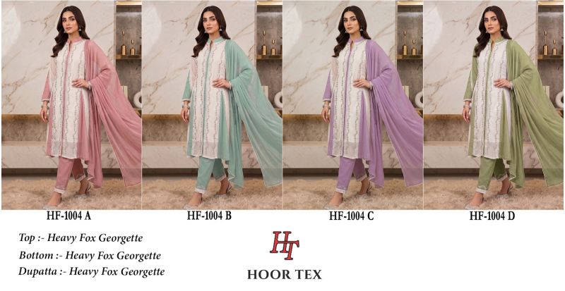 Hoor Tex 1004 Faux Georgette Embroidered Designer Salwar Kameez — Wholesale Salwar Suits, hoor Tex wholesale from Surat — Photo 9