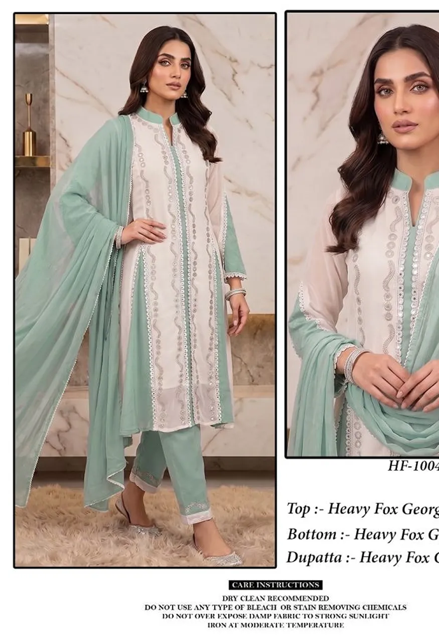 Hoor Tex 1004 Faux Georgette Embroidered Designer Salwar Kameez — Wholesale Salwar Suits, hoor Tex wholesale from Surat — Photo 4