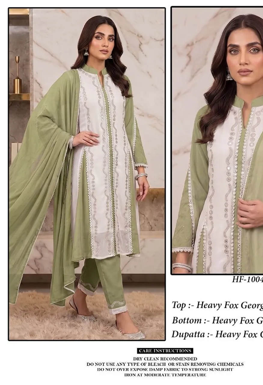 Hoor Tex 1004 Faux Georgette Embroidered Designer Salwar Kameez — Wholesale Salwar Suits, hoor Tex wholesale from Surat — Photo 2