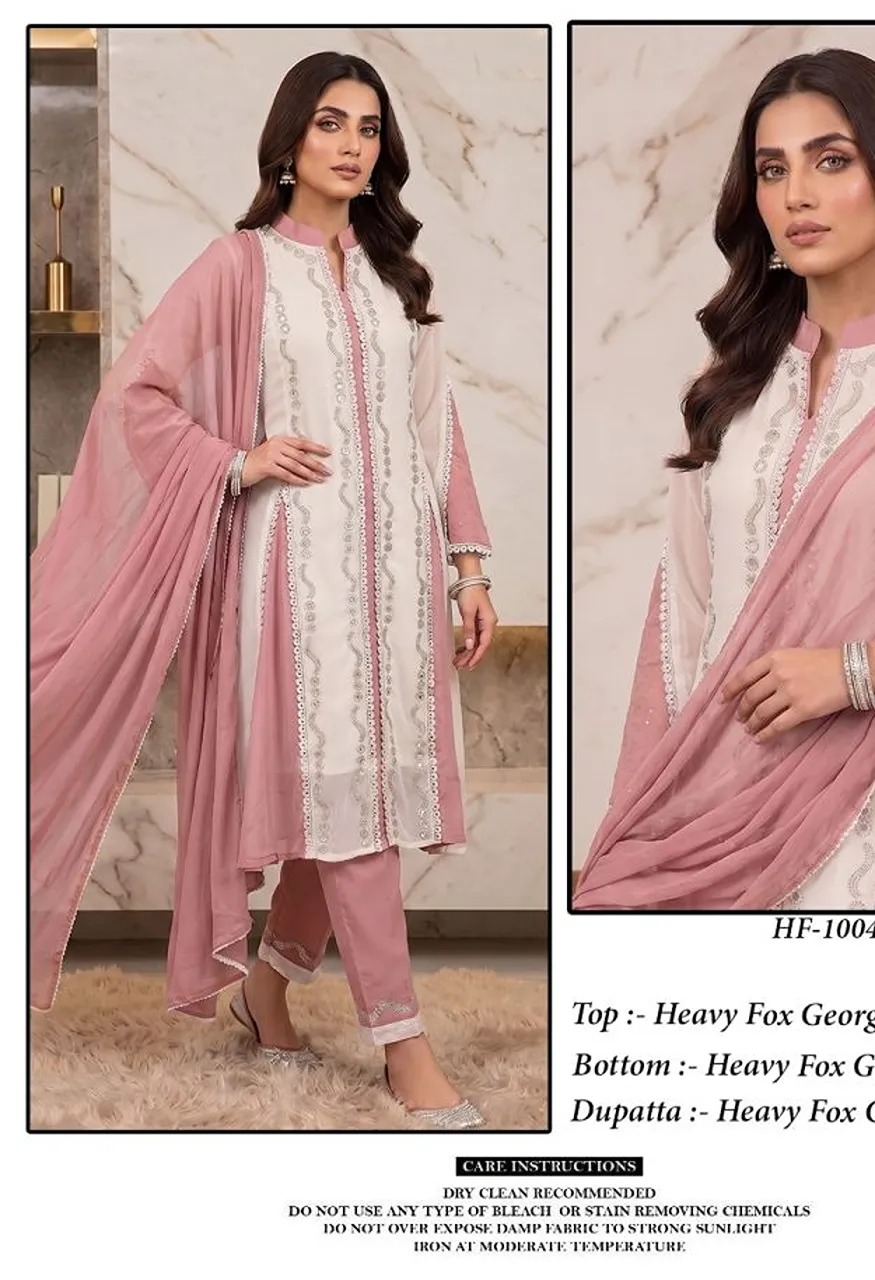 Hoor Tex 1004 Faux Georgette Embroidered Designer Salwar Kameez