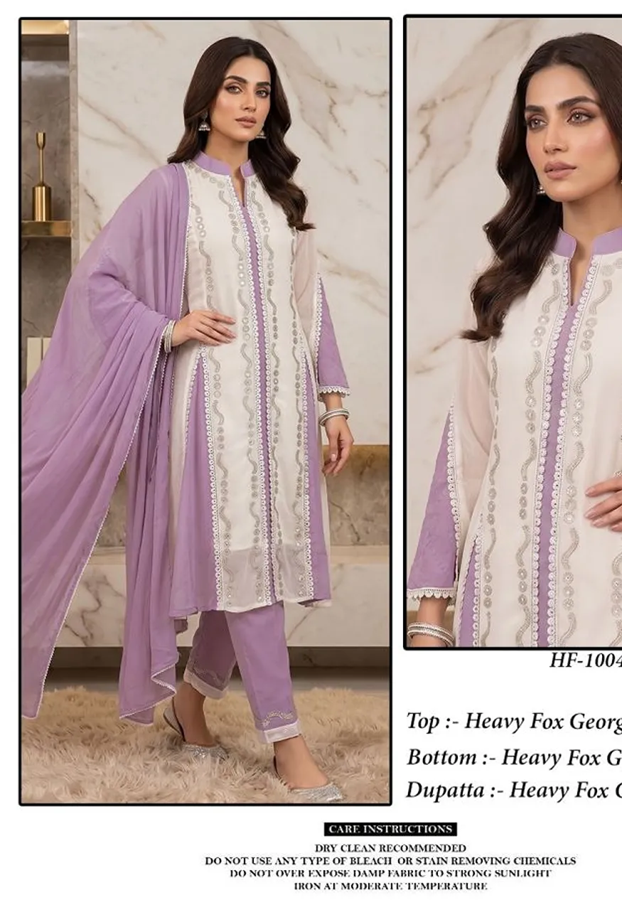 Hoor Tex 1004 Faux Georgette Embroidered Designer Salwar Kameez — Wholesale Salwar Suits, hoor Tex wholesale from Surat — Photo 6