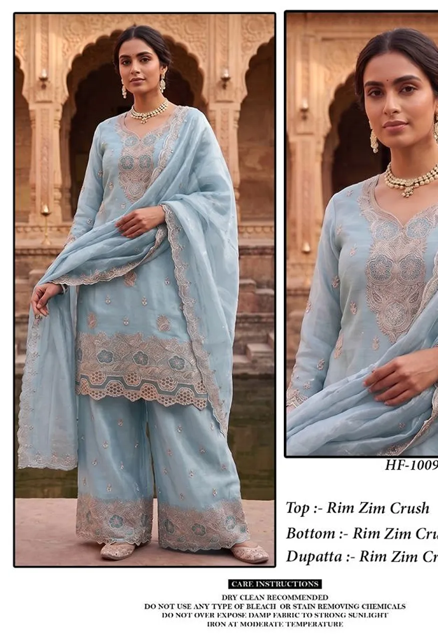 Hoor Tex 1009 A To D Rim Zim Crush Embroidered Salwar Kameez Catalog — Wholesale Salwar Suits, hoor Tex wholesale from Surat — Photo 6
