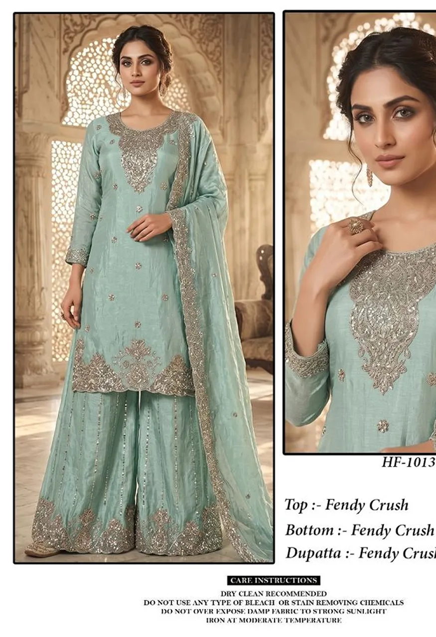 Hoor Tex 1013 A to D Fendy Crush Embroidered Salwar Kameez Collection — Wholesale Salwar Suits, hoor Tex wholesale from Surat — Photo 2