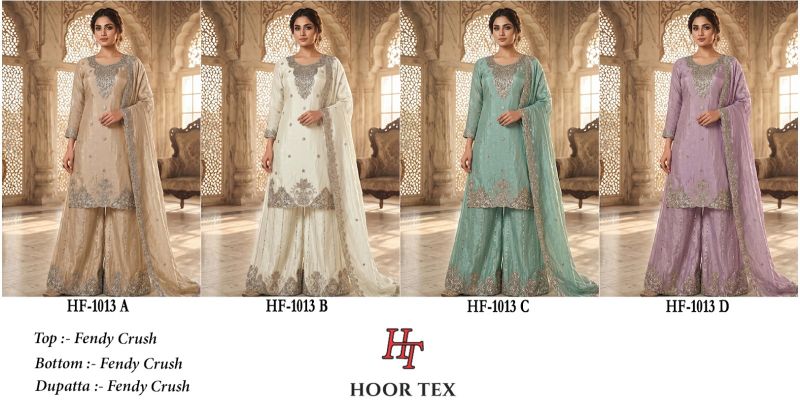 Hoor Tex 1013 A to D Fendy Crush Embroidered Salwar Kameez Collection — Wholesale Salwar Suits, hoor Tex wholesale from Surat — Photo 5