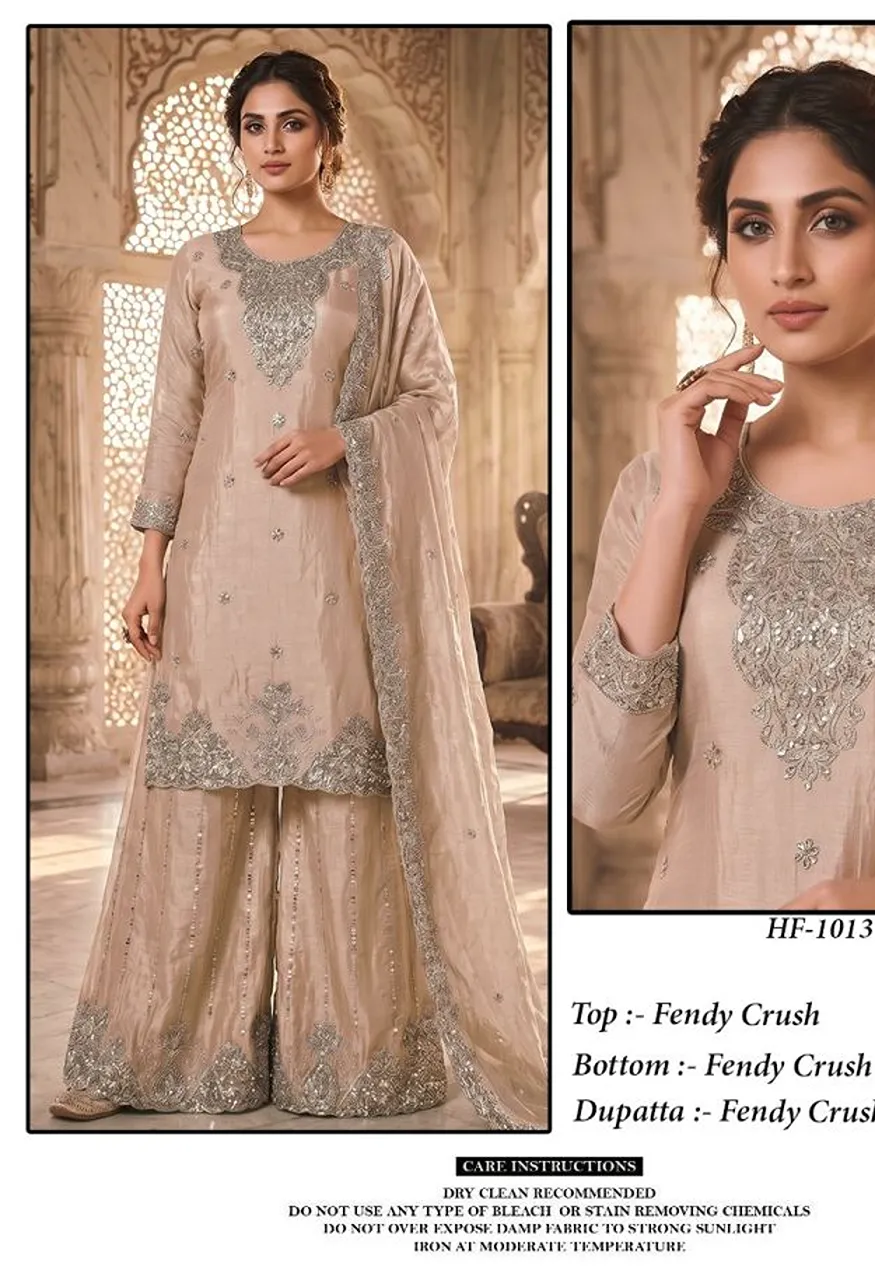 Hoor Tex 1013 A to D Fendy Crush Embroidered Salwar Kameez Collection — Wholesale Salwar Suits, hoor Tex wholesale from Surat — Photo 4