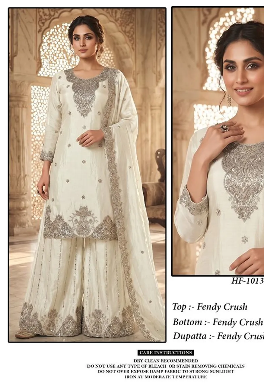 Hoor Tex 1013 A to D Fendy Crush Embroidered Salwar Kameez Collection — Wholesale Salwar Suits, hoor Tex wholesale from Surat — Photo 3