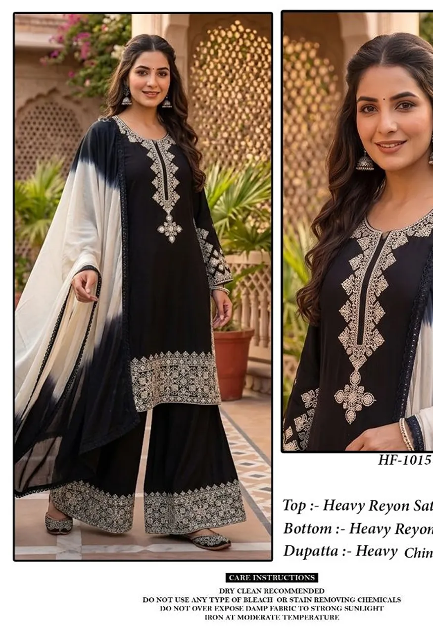 Hoor Tex 1015 Heavy Rayon Satin Pakistani Salwar Kameez Collection — Wholesale Salwar Suits, hoor Tex wholesale from Surat — Photo 3