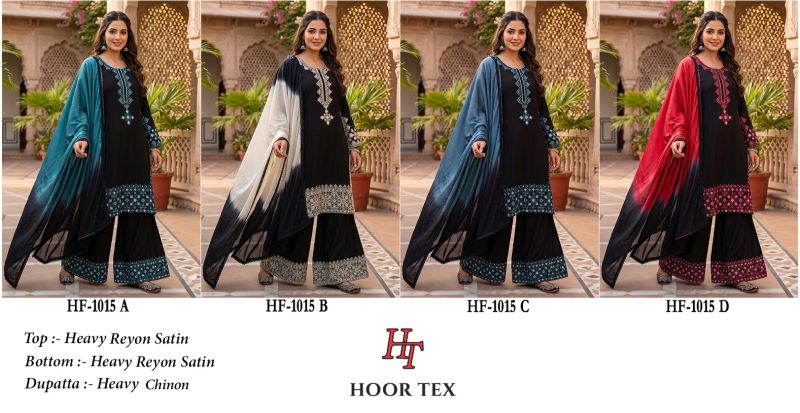 Hoor Tex 1015 Heavy Rayon Satin Pakistani Salwar Kameez Collection — Wholesale Salwar Suits, hoor Tex wholesale from Surat — Photo 2