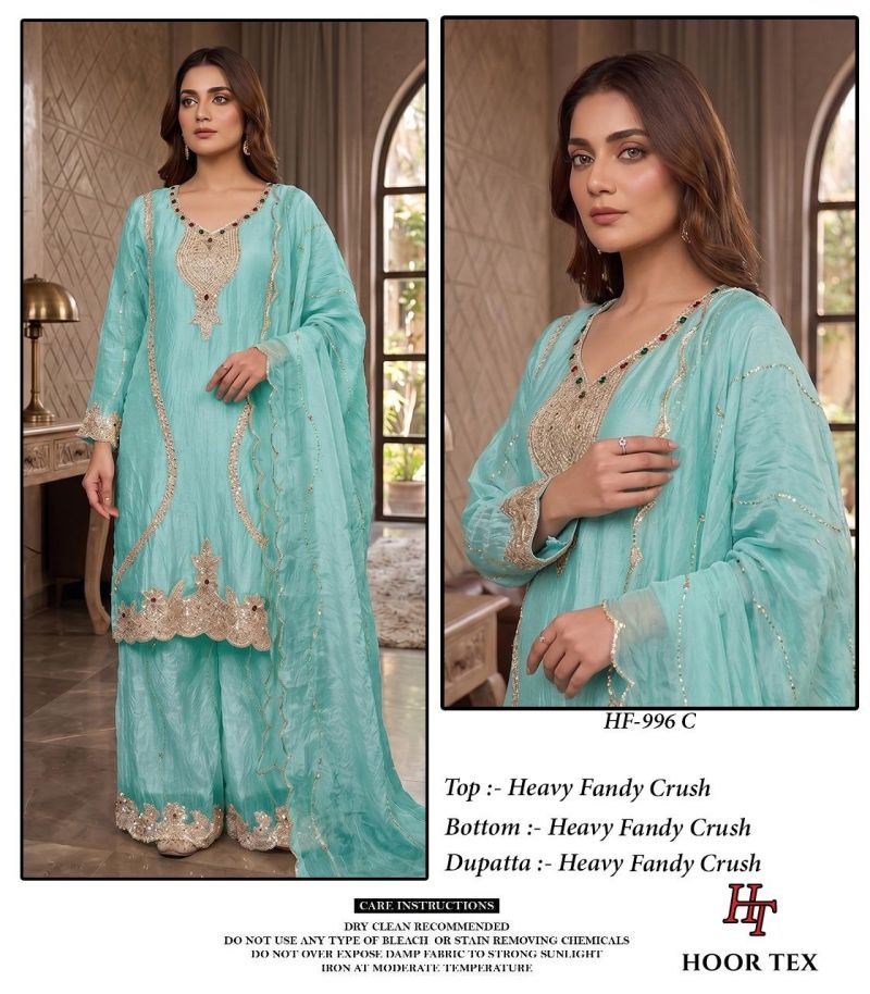 Hoor Tex 996 A To D Fandy Crush Embroidered Salwar Kameez Catalog — Wholesale Dress Material, Vardan Ethnic wholesale from Surat — Photo 4